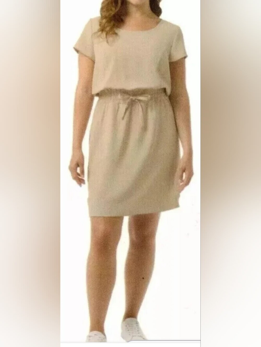 32° Degrees Cool  Drawstring Waist Dress in Moonlight Beige Size XL